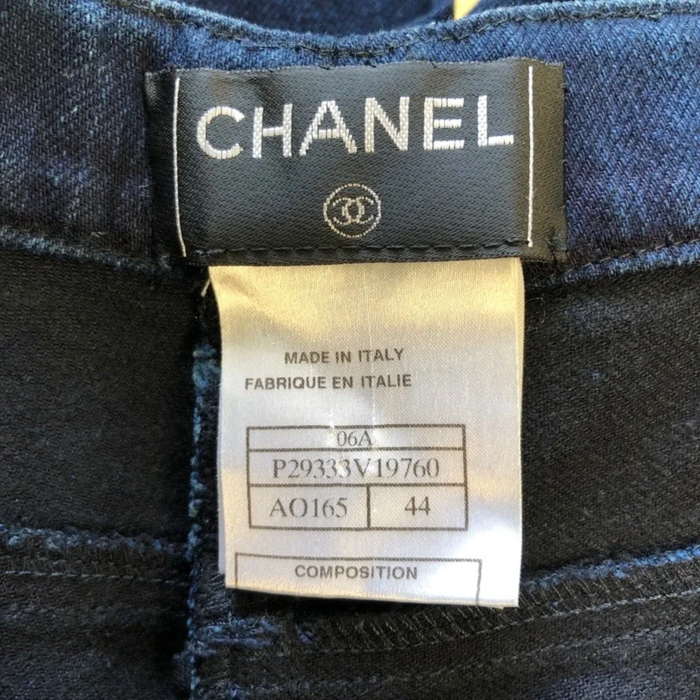 Chanel Jeans Womens 44 US 10 12 Dark Blue Flare CC Logo Button 06A P29333V19760